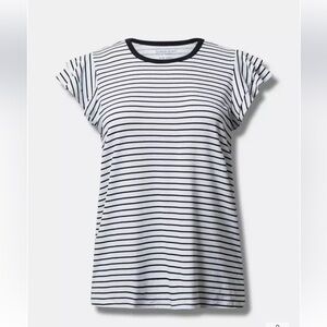 Torrid Black and White Striped Slub Jersey Tee